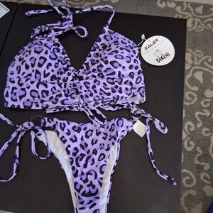 Purple Leopard Print Bikini Set